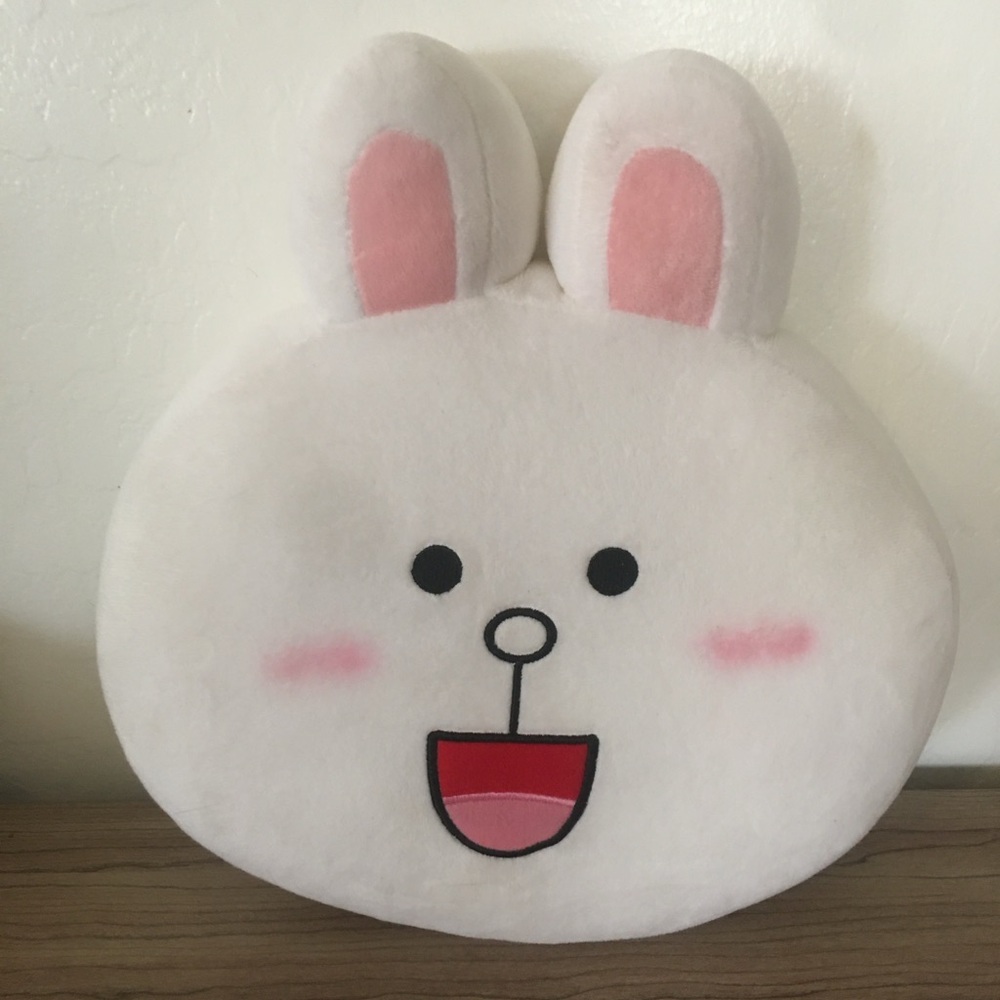Line Friends Cony White Bunny Head  plushie pillow